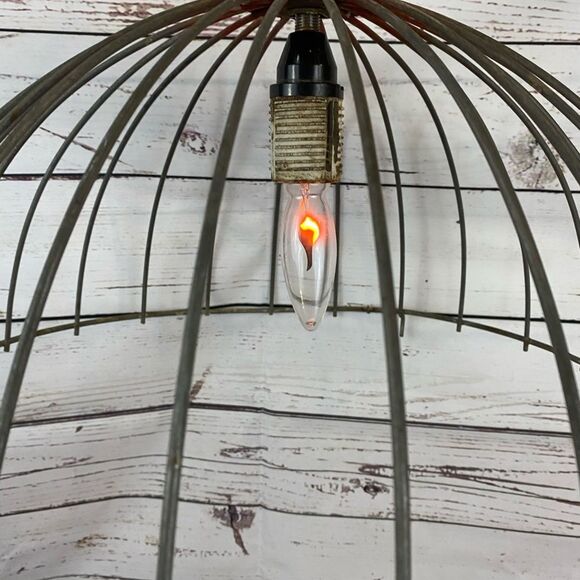 Vintage Industrial Metal Basket Pendant Light 17" - Picture 4 of 9